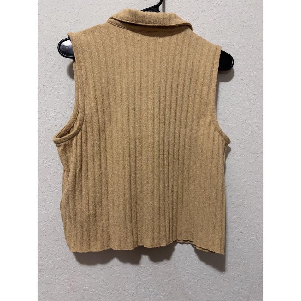 MADEWELL Ribbed Vest Top Sz L Coastal Grandmother Terry Cloth Cottagecore Boho - Picture 6 of 12